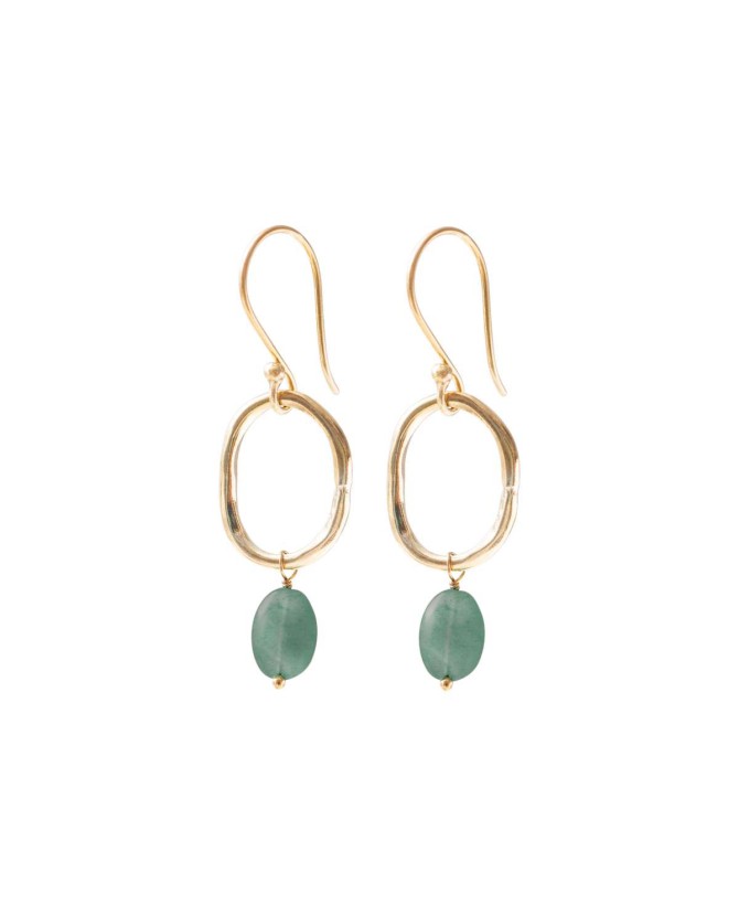 A Beautiful Story | Graceful Aventurine Gold Earrings