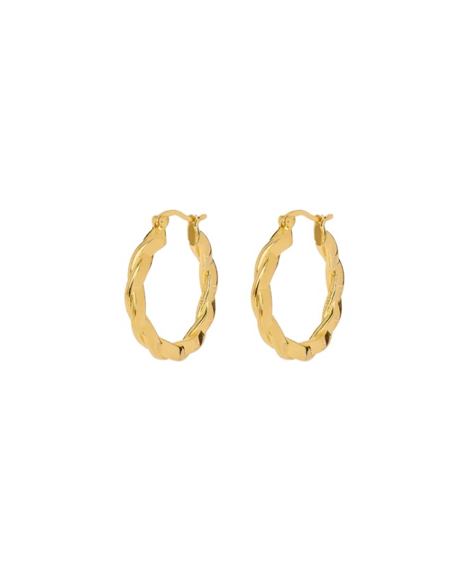 Anna + Nina | Large Twisted Hoop Earrings Gold