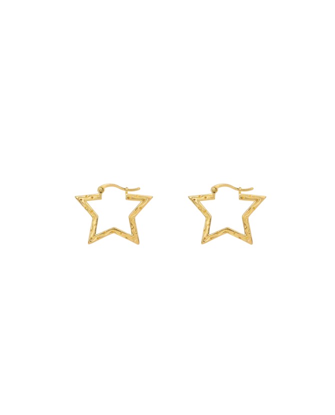 Anna + Nina | Small Funky Star Hoop Earrings Gold