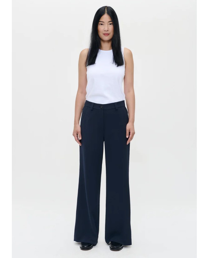 Zenggi | Japanese crepe Micky Wide Leg pants midnight blue