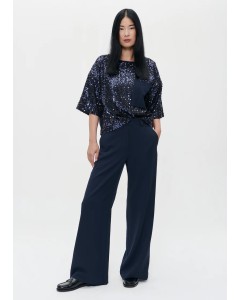 Zenggi | Japanese crepe Micky Wide Leg pants midnight blue