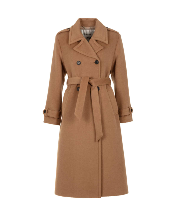 Giacomo | Wool blend long trench coat dark latte