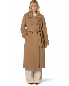 Giacomo | Wool blend long trench coat dark latte