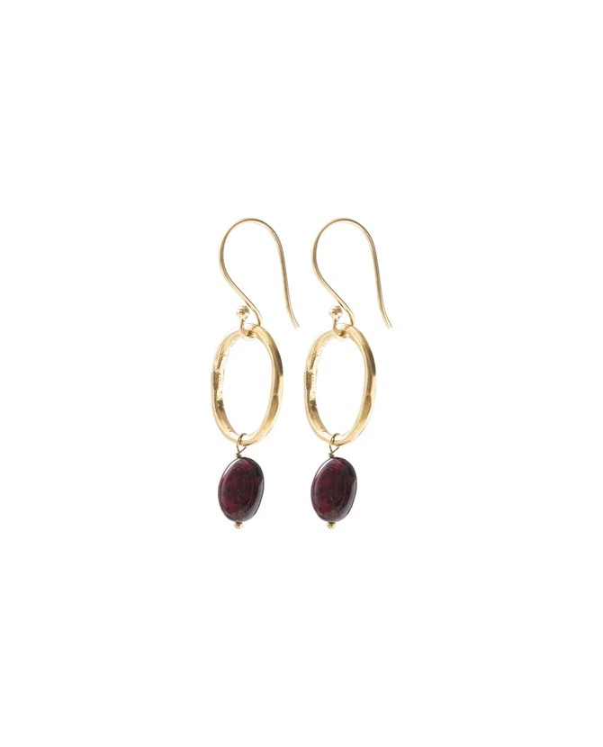 A Beautiful Story | Graceful Garnet Gold Earrings