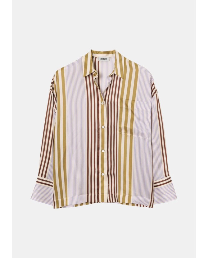 Zenggi | Silk stripe oversized shirt