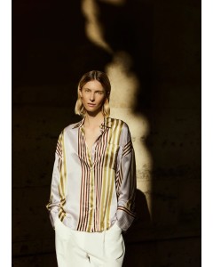 Zenggi | Silk stripe oversized shirt